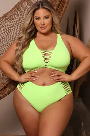 Beach Bound 2 Piece Bikini  - Neon Green