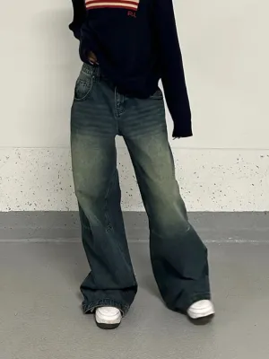 Bonnyshow Vintage Baggy Jeans Wide Women Grunge Oversized American Retro High Waist Denim Trousers Female Streetwear Cowboy Pants