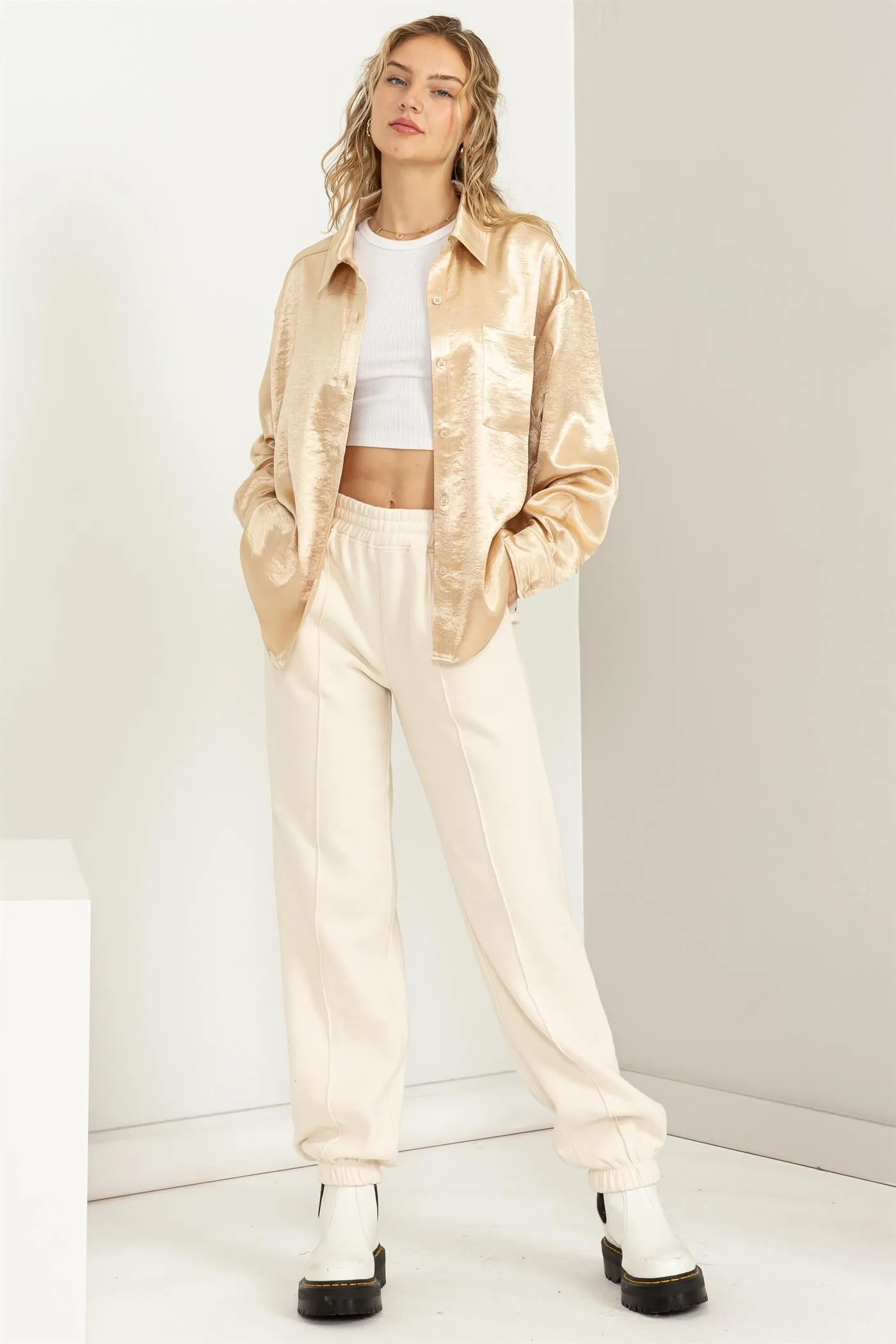 DZ24A197-HIGH-WAISTED PINTUCK SWEATPANTS