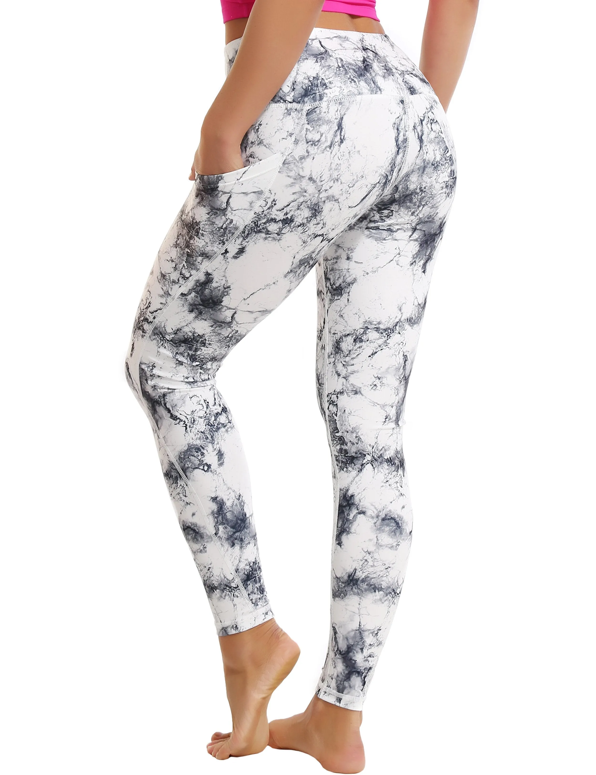 High Waist Side Pockets Yoga Pants arabescato ins_yoga