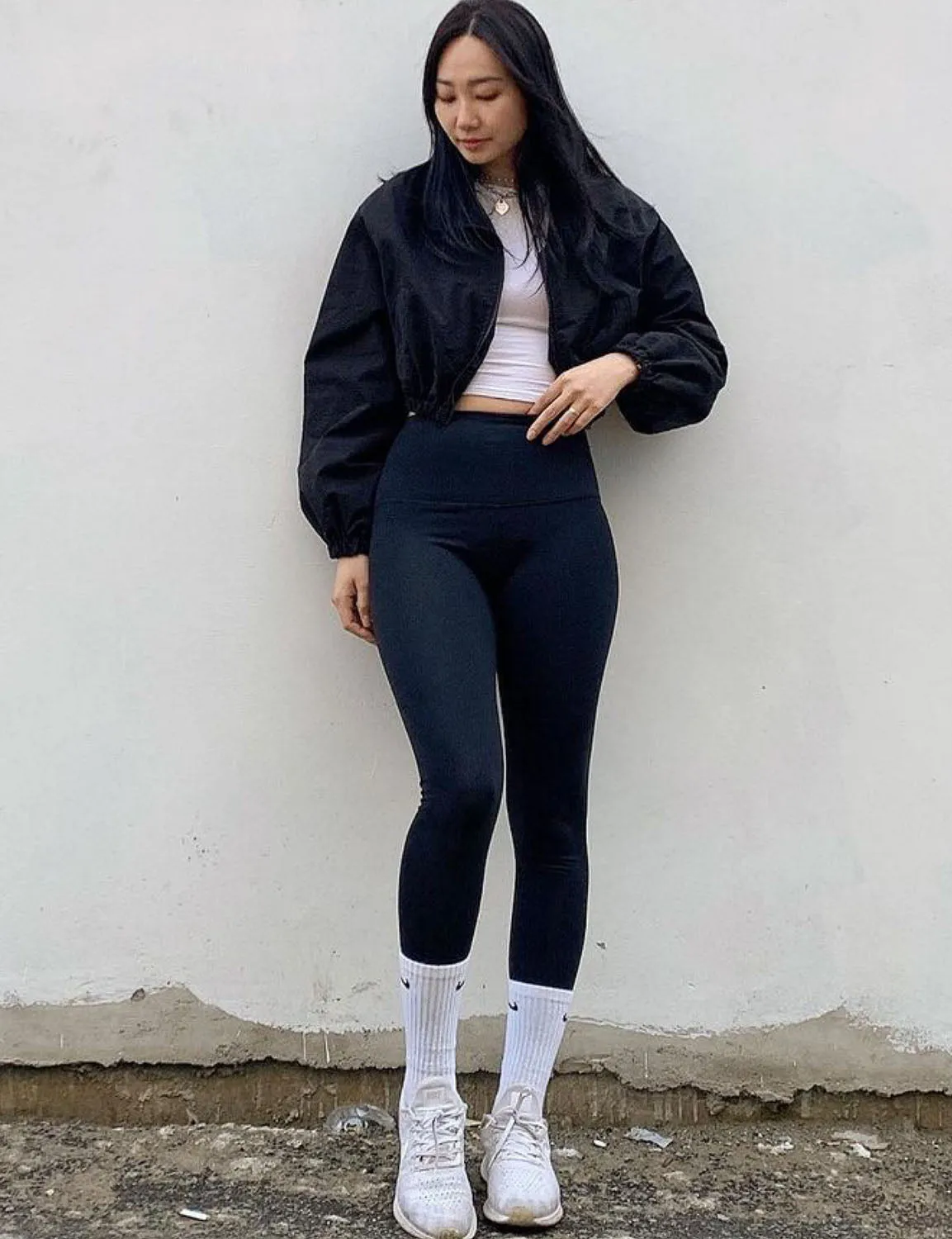 High Waist Tall Size Pants darknavy ins_Tall Size