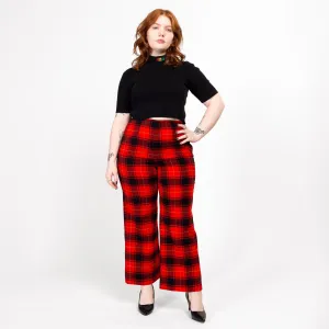 Medium 70s Pendleton Red Plaid Wool Trousers 30"