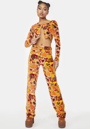 Orange Velour Heart Trousers