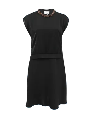 Rib Trim Silk Layer Dress