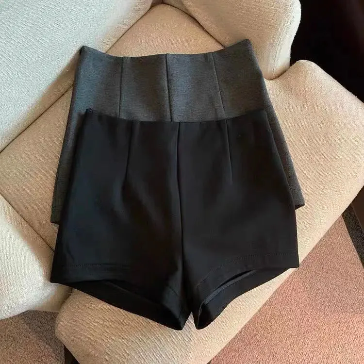 Short Pants Women Black Grey Suits Pantalones Cortos De Mujer Autumn New Slim High Waist Wide Leg Shorts Femme Y2k
