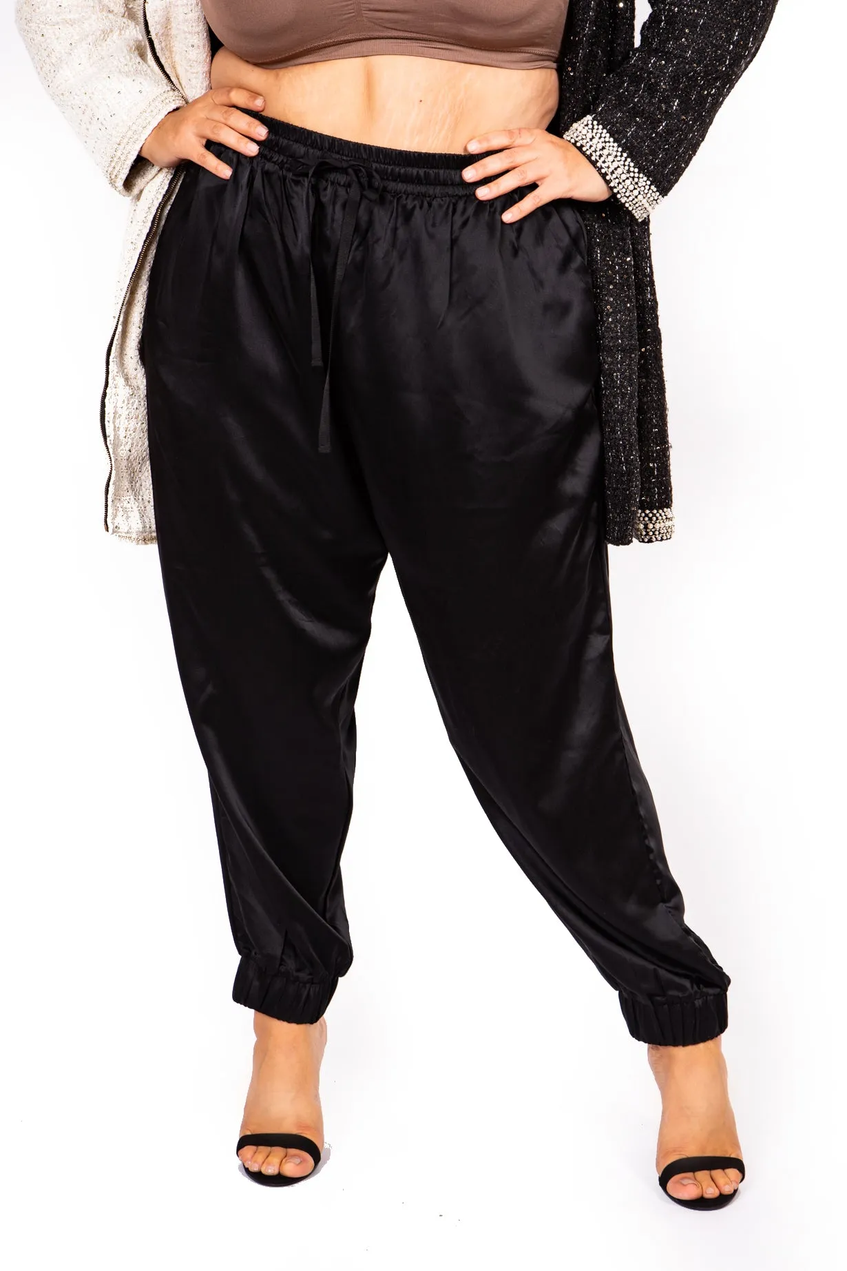 The Wardrobe Hero Italian Silk Jogger Pant with High Waist